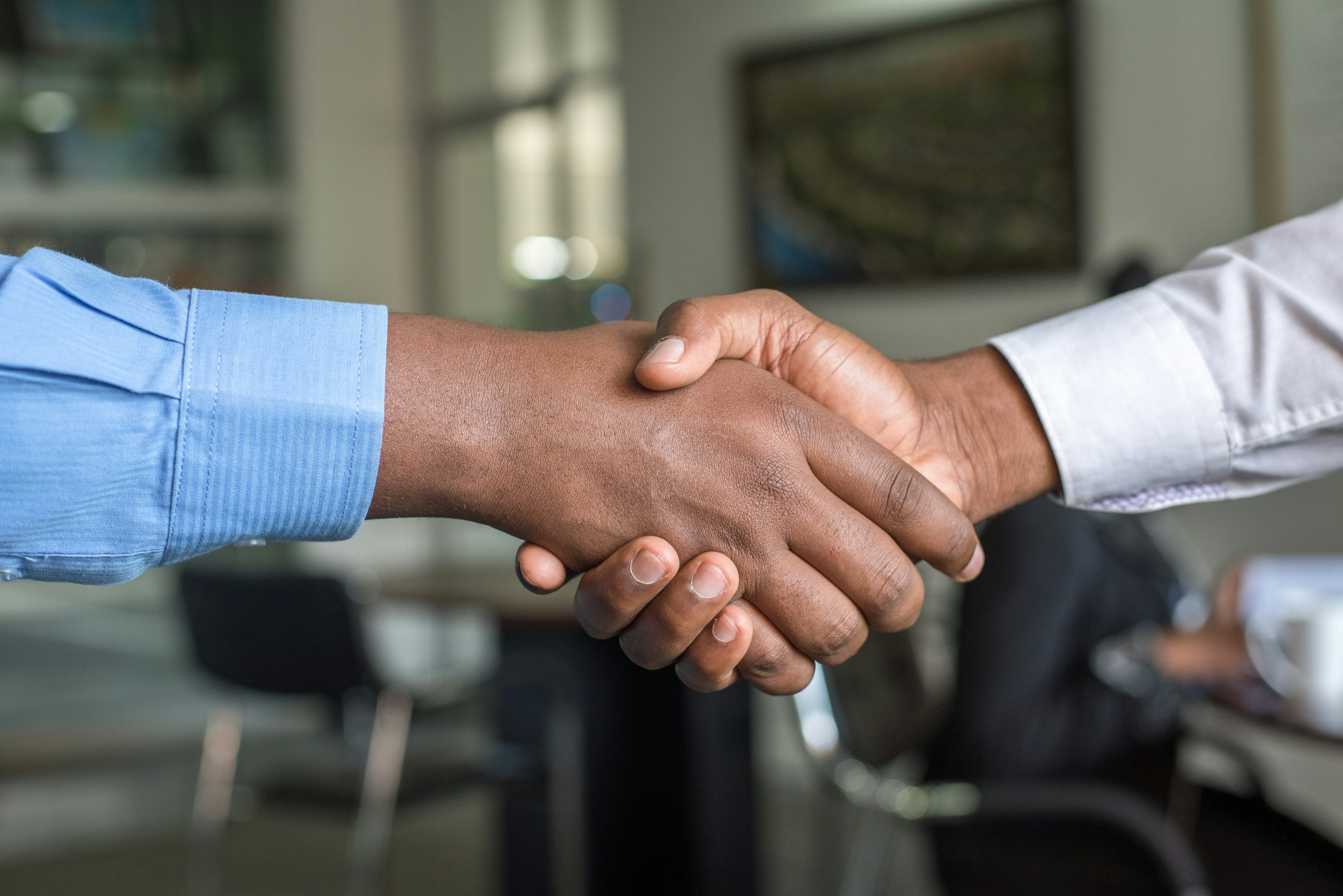 Two professionals greeting each other
